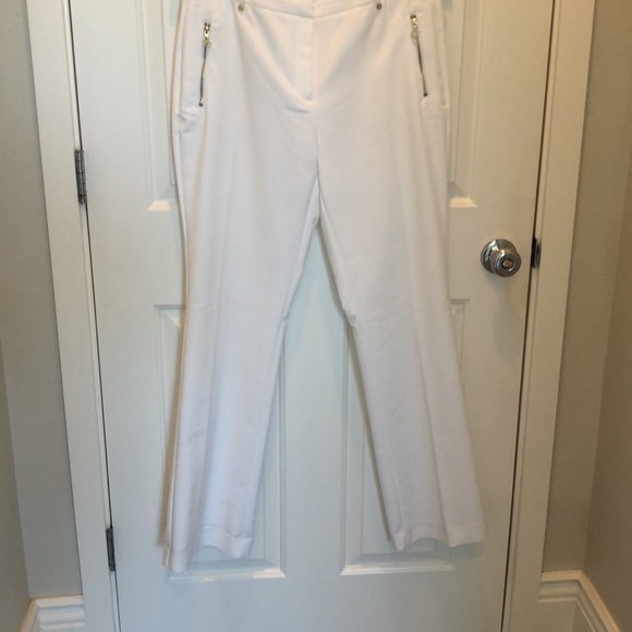 Anne Klein Women’s Classy White Gold Casual Classic Trousers Pants Size 10 - Picture 10 of 14
